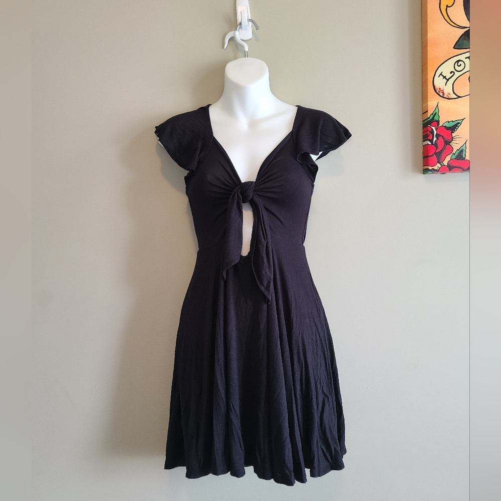 BCBG Seductive Black Tie-Front Dress